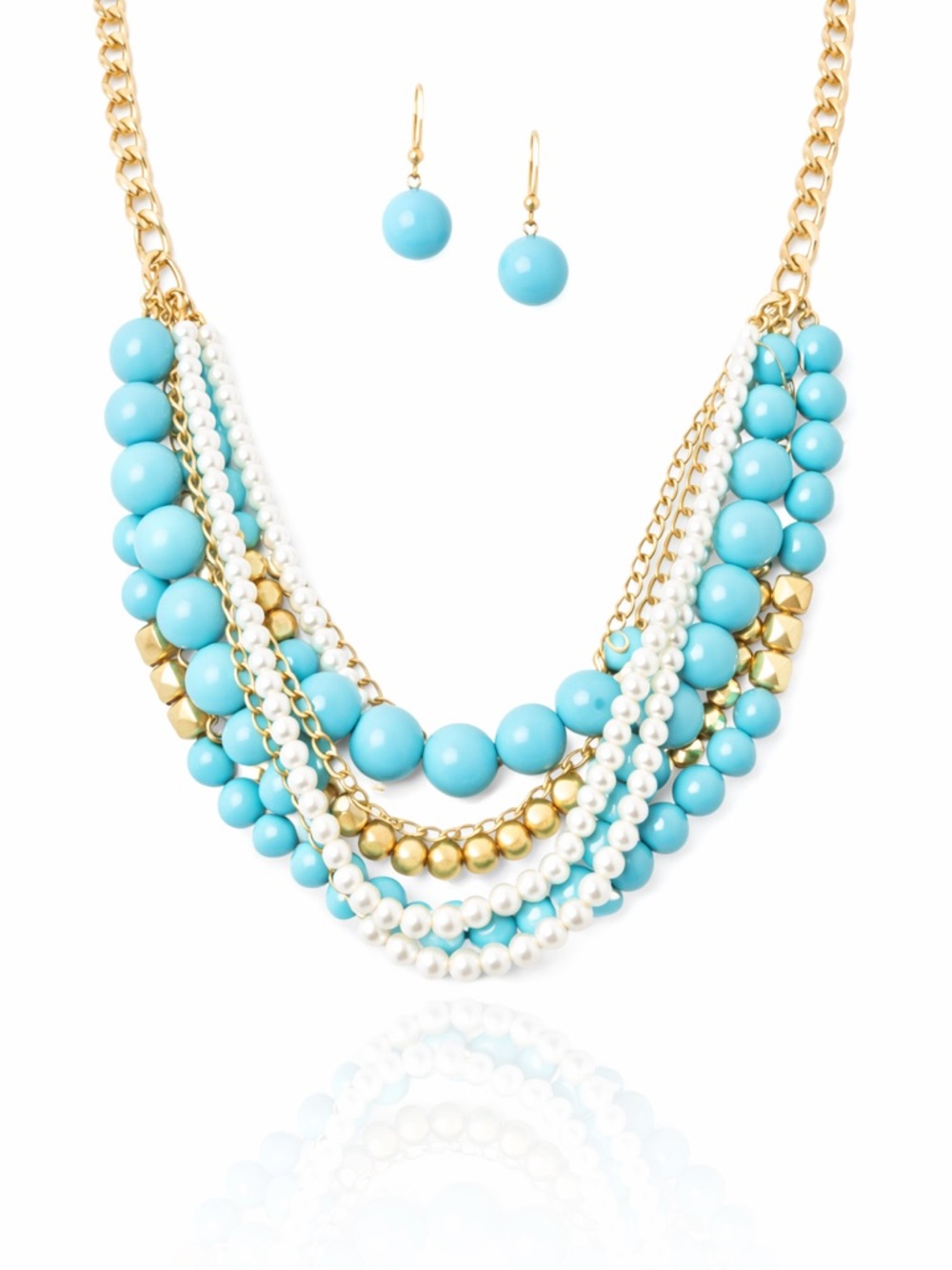 Twisted Layered Bead Statement Necklace